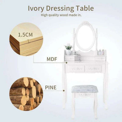 Chic White Vanity Set with Adjustable Mirror and Ample Storage Drawers - Très Elite