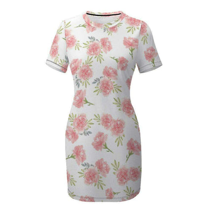 Chic White Wrap Dress with Short Sleeves and Round Neckline- Très Elite- Très Elite