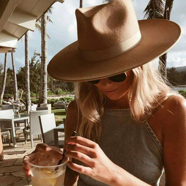 Chic Wide Brim Wool Felt Porkpie Fedora - Unisex Crushable Winter Hat for Formal Events, Parties, and Jazz Nights