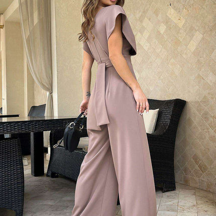 Chic Wide-Leg Jumpsuit with Flared Sleeves and Statement Belt - Très Elite
