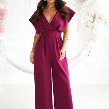 Chic Wide-Leg Jumpsuit with Flared Sleeves and Statement Belt