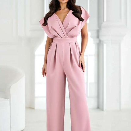 Chic Wide-Leg Jumpsuit with Flared Sleeves and Statement Belt