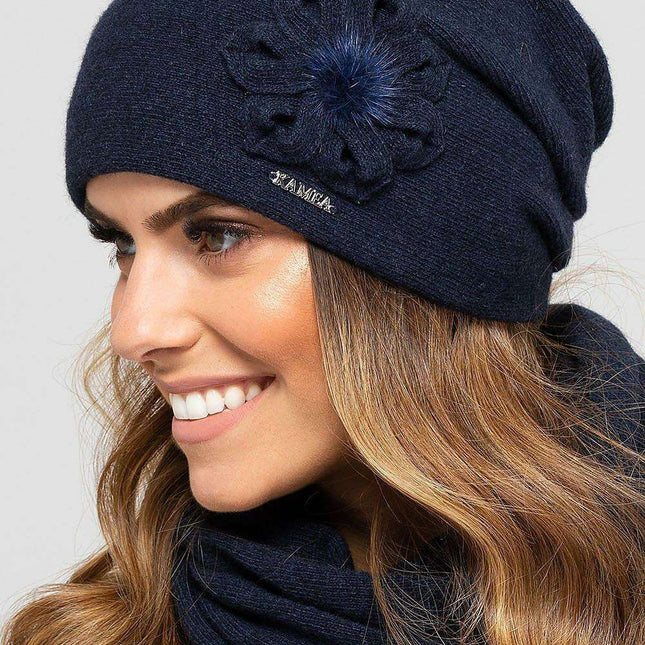 Chic Winter Floral Wool Cap for Ultimate Warmth