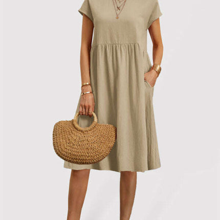 Chic Women's A-Line Dress in Cotton and Linen by Jakoto - Très Elite