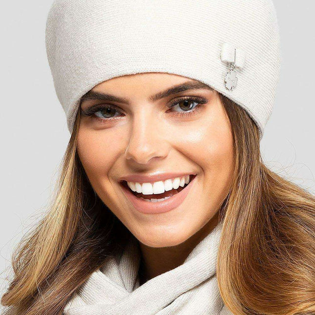 Chic Women's Beret with Decorative Bow and Pendant