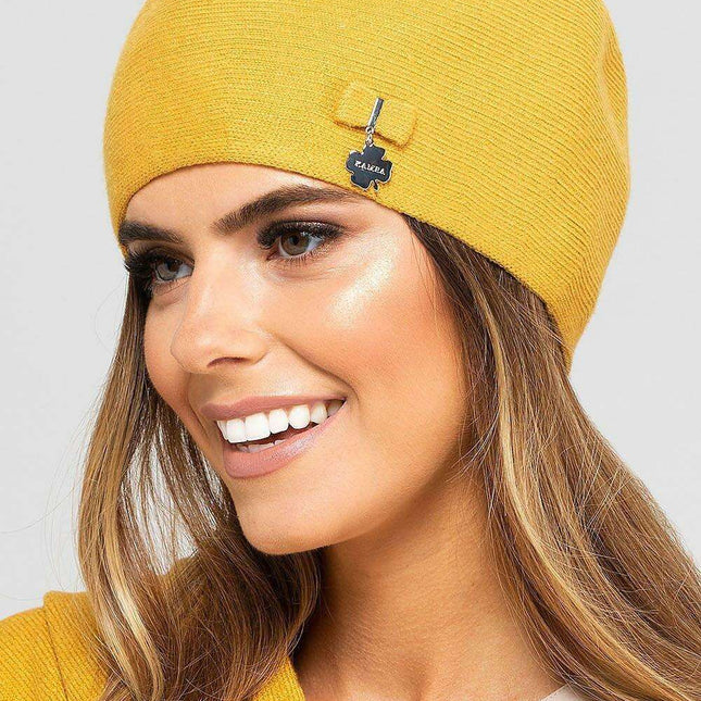 Chic Women's Beret with Decorative Bow and Pendant