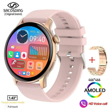 Chic Women's Bluetooth Smartwatch with Customizable AMOLED Screen and NFC Functionality- Très Elite- Très Elite
