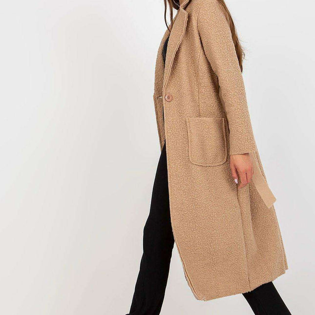 Chic Women's Coat with Tie Belt and Elegant Details