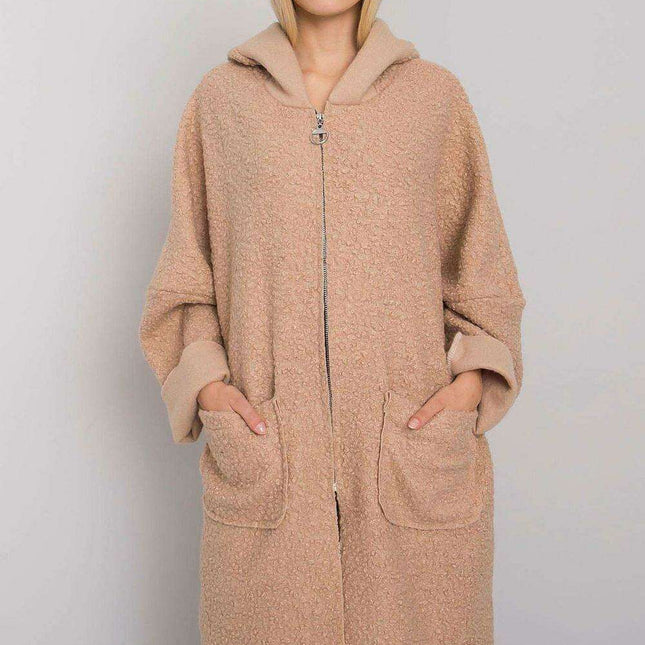 Chic Women's Hooded Black Coat with Functional Pockets