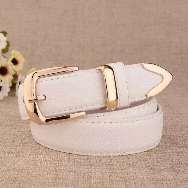 Chic Women's Leather Belt with Gold Buckle - Your Essential Style Upgrade