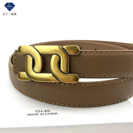 Chic Women's Leather Waist Belt with Modern Buckle Design | Fashionable Korean Trend - Très Elite