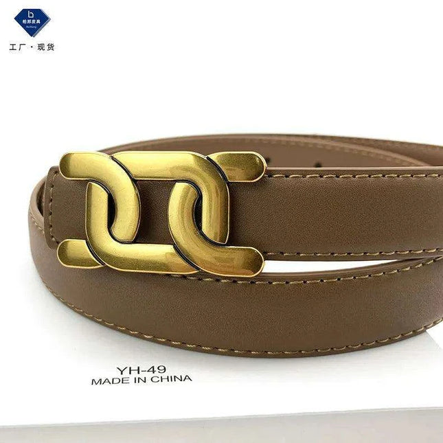 Chic Women's Leather Waist Belt with Modern Buckle Design | Fashionable Korean Trend