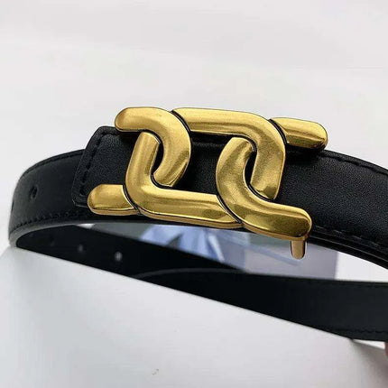 Chic Women's Leather Waist Belt with Modern Buckle Design | Fashionable Korean Trend - Très Elite