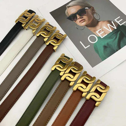 Chic Women's Leather Waist Belt with Modern Buckle Design | Fashionable Korean Trend - Très Elite