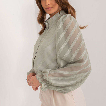 Chic Women's Long Sleeve Blouse with Elegant Stand-Up Collar - Très Elite