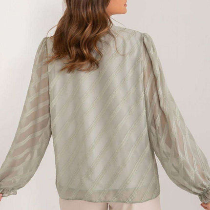 Chic Women's Long Sleeve Blouse with Elegant Stand-Up Collar - Très Elite