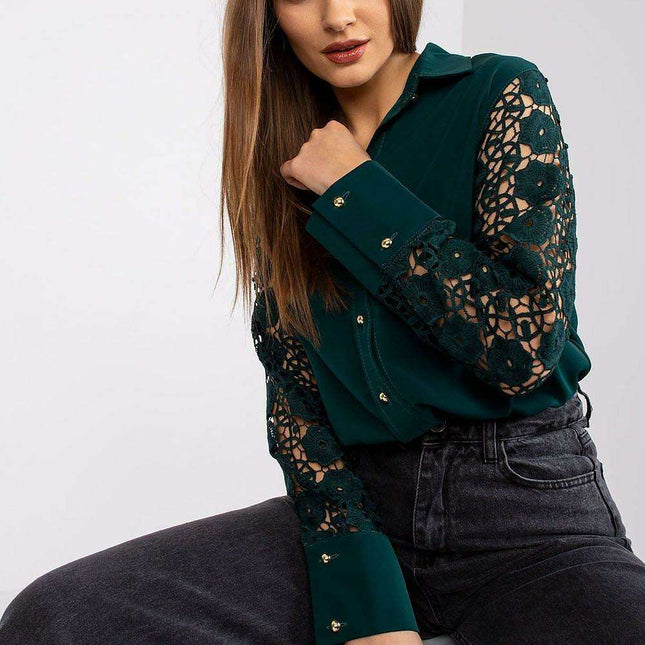 Chic Women's Long Sleeve Button-Up Shirt with Unique Sleeve Design