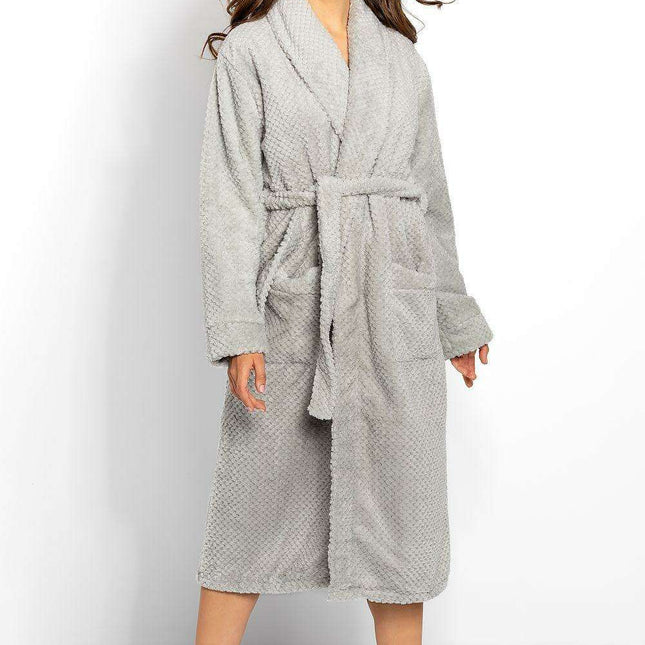 Chic Women's Shawl Collar Robe with Functional Pockets