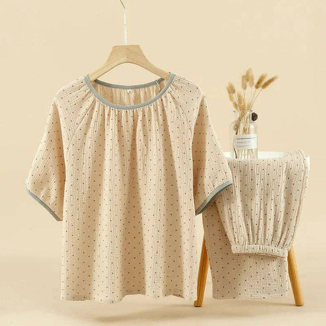 Chic Women’s Summer Cotton Short Sleeve Pajama Set with Classic O-Neck Design