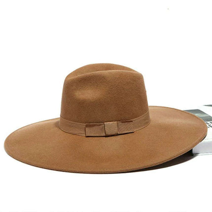 Chic Women's Wool Fedora Hat with Wide Brim and Charming Ribbon Bow - Ideal for Winter Events and Travel - Très Elite