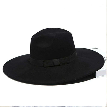 Chic Women's Wool Fedora Hat with Wide Brim and Charming Ribbon Bow - Ideal for Winter Events and Travel - Très Elite