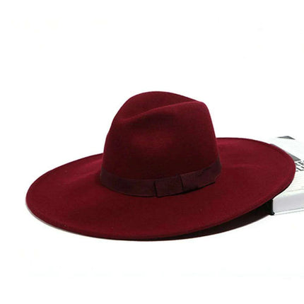 Chic Women's Wool Fedora Hat with Wide Brim and Charming Ribbon Bow - Ideal for Winter Events and Travel - Très Elite