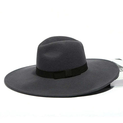 Chic Women's Wool Fedora Hat with Wide Brim and Charming Ribbon Bow - Ideal for Winter Events and Travel - Très Elite