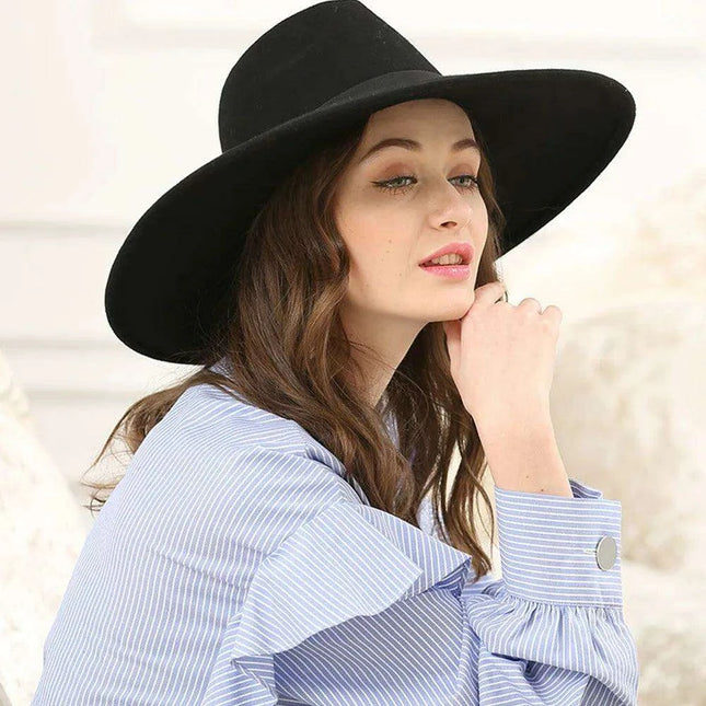 Chic Women's Wool Fedora Hat with Wide Brim and Charming Ribbon Bow - Ideal for Winter Events and Travel