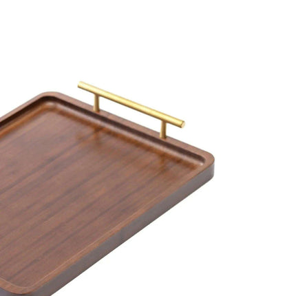Chic Wooden Serving Tray with Metallic Handles - Stylish Snack and Decor Piece for Every Event..