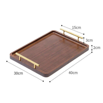 Chic Wooden Serving Tray with Metallic Handles - Stylish Snack and Decor Piece for Every Event..