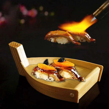Chic Wooden Sushi Serving Tray - Artistic Dishware for Asian Culinary Experiences..