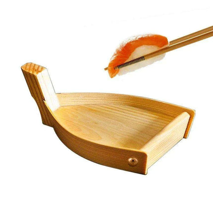 Chic Wooden Sushi Serving Tray - Artistic Dishware for Asian Culinary Experiences..