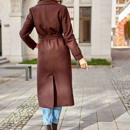 Chic Wool Coat with Waist-Defining Belt - Très Elite