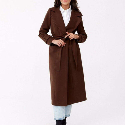Chic Wool Coat with Waist-Defining Belt - Très Elite