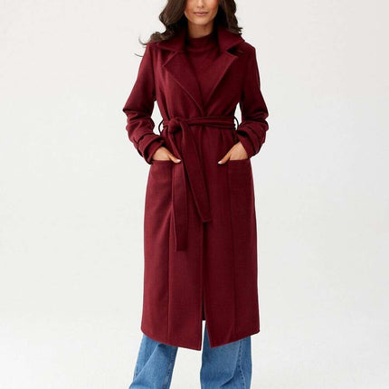 Chic Wool Coat with Waist-Defining Belt - Très Elite