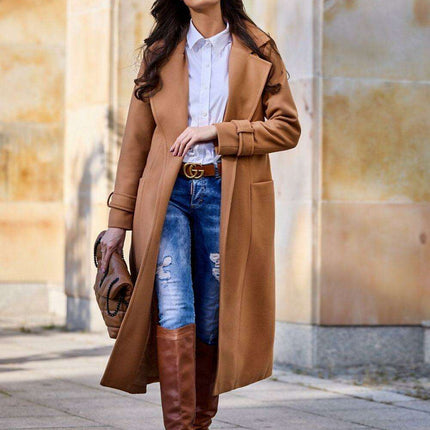 Chic Wool Coat with Waist-Defining Belt - Très Elite