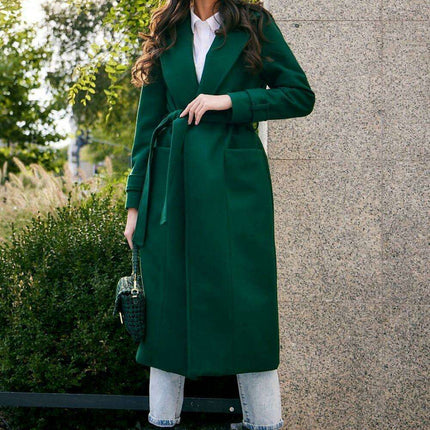 Chic Wool Coat with Waist-Defining Belt