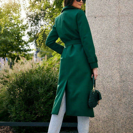 Chic Wool Coat with Waist-Defining Belt - Très Elite