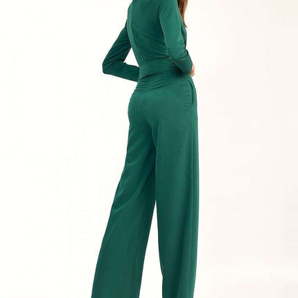 Chic Wrap Neck Jumpsuit European Designer Allure Couture - Très Elite