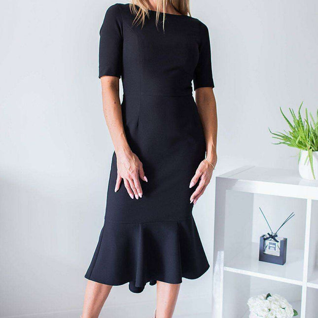 Chic Zippered Frill Sleeve Cocktail Dress