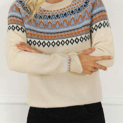 Chic and Cozy Geometric Knit Pullover for Effortless Style - Très Elite