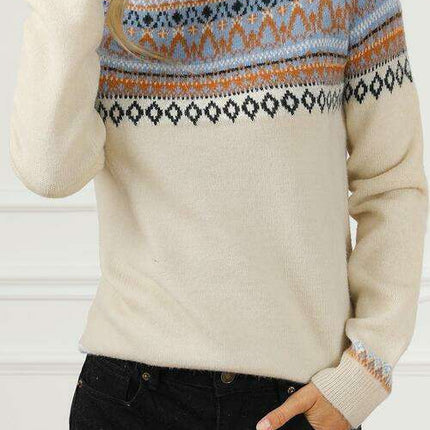 Chic and Cozy Geometric Knit Pullover for Effortless Style - Très Elite