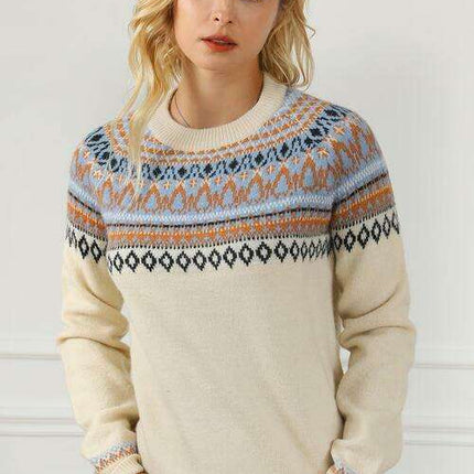 Chic and Cozy Geometric Knit Pullover for Effortless Style - Très Elite