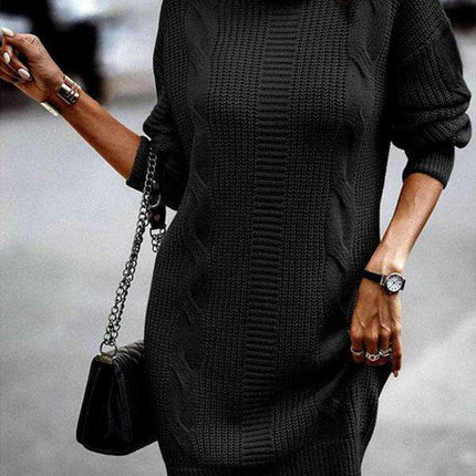 Chic and Cozy Turtleneck Sweater Dress for Women - Très Elite