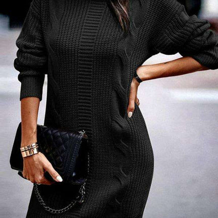 Chic and Cozy Turtleneck Sweater Dress for Women - Très Elite