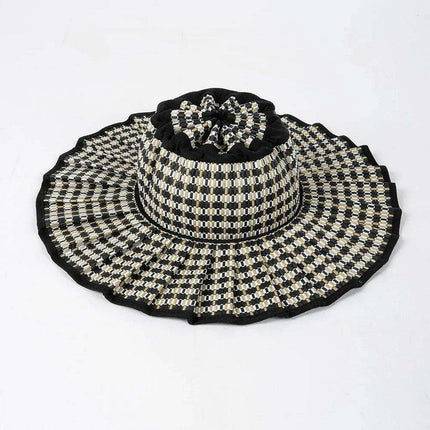 Chic and Practical Foldable Straw Sun Hat with Stylish Belt - Large Brim UV Protection for Outdoor Adventures - Très Elite