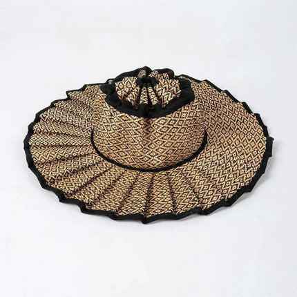 Chic and Practical Foldable Straw Sun Hat with Stylish Belt - Large Brim UV Protection for Outdoor Adventures - Très Elite