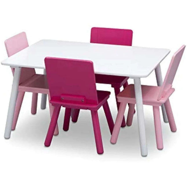 Children's Pink and White Wooden Table and Chair Set - Perfect for Creative Activities, Arts & Crafts, and Learning Fun