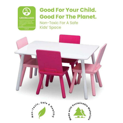Children's Pink and White Wooden Table and Chair Set - Perfect for Creative Activities, Arts & Crafts, and Learning Fun - Très Elite
