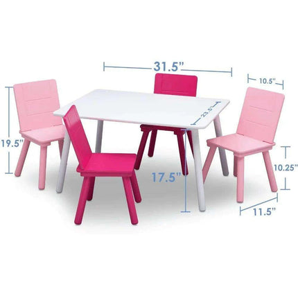 Children's Pink and White Wooden Table and Chair Set - Perfect for Creative Activities, Arts & Crafts, and Learning Fun - Très Elite